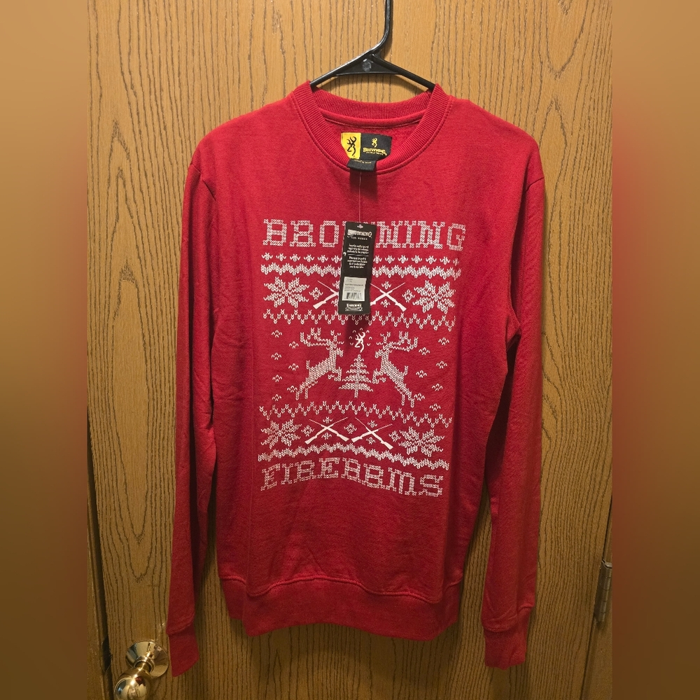 NEW Browning Men's Red Christmas Sweater Size Small